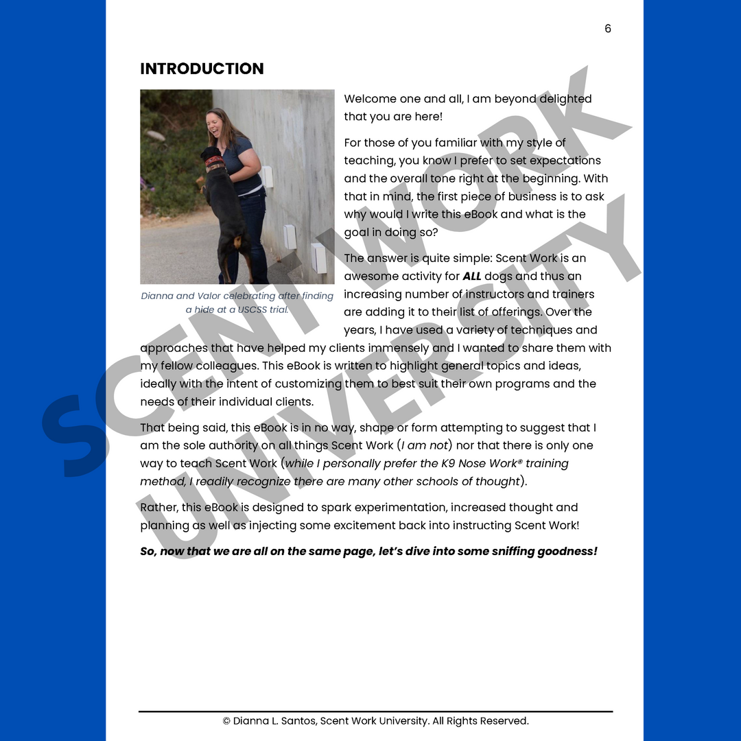 Calling All Instructors: Tips for Teaching Scent Work eBook