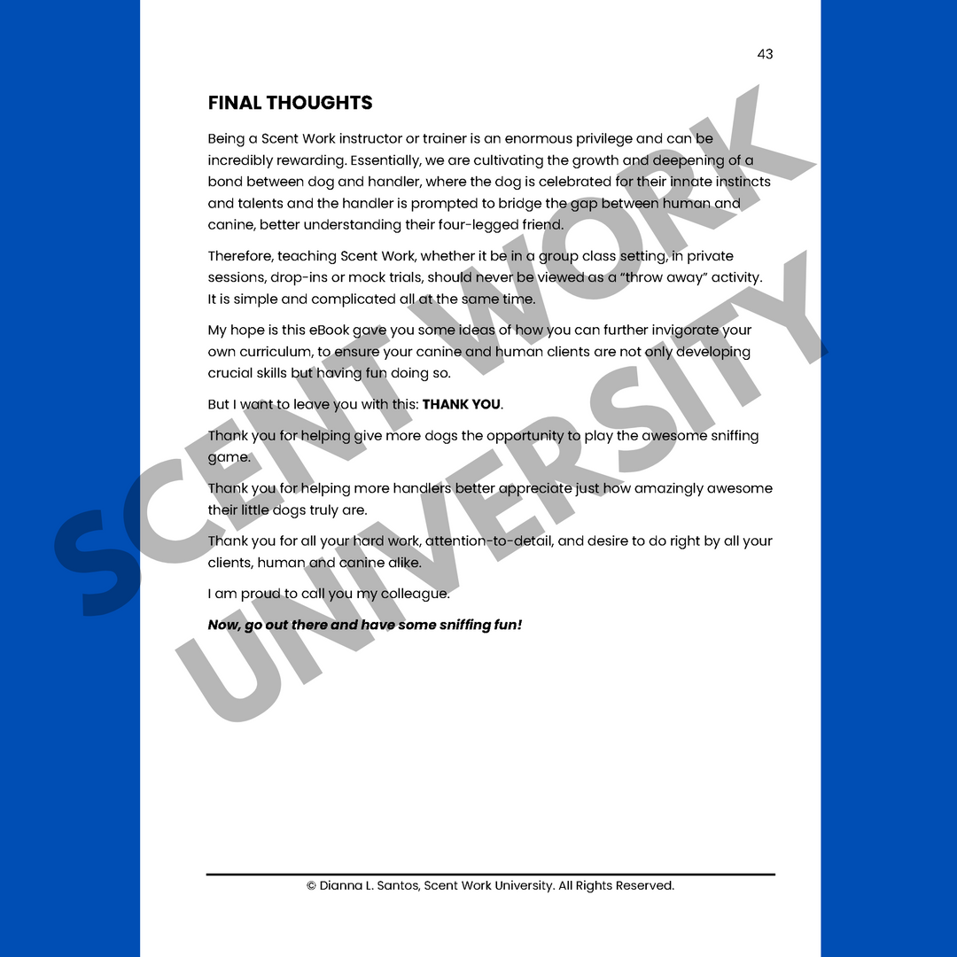 Calling All Instructors: Tips for Teaching Scent Work eBook